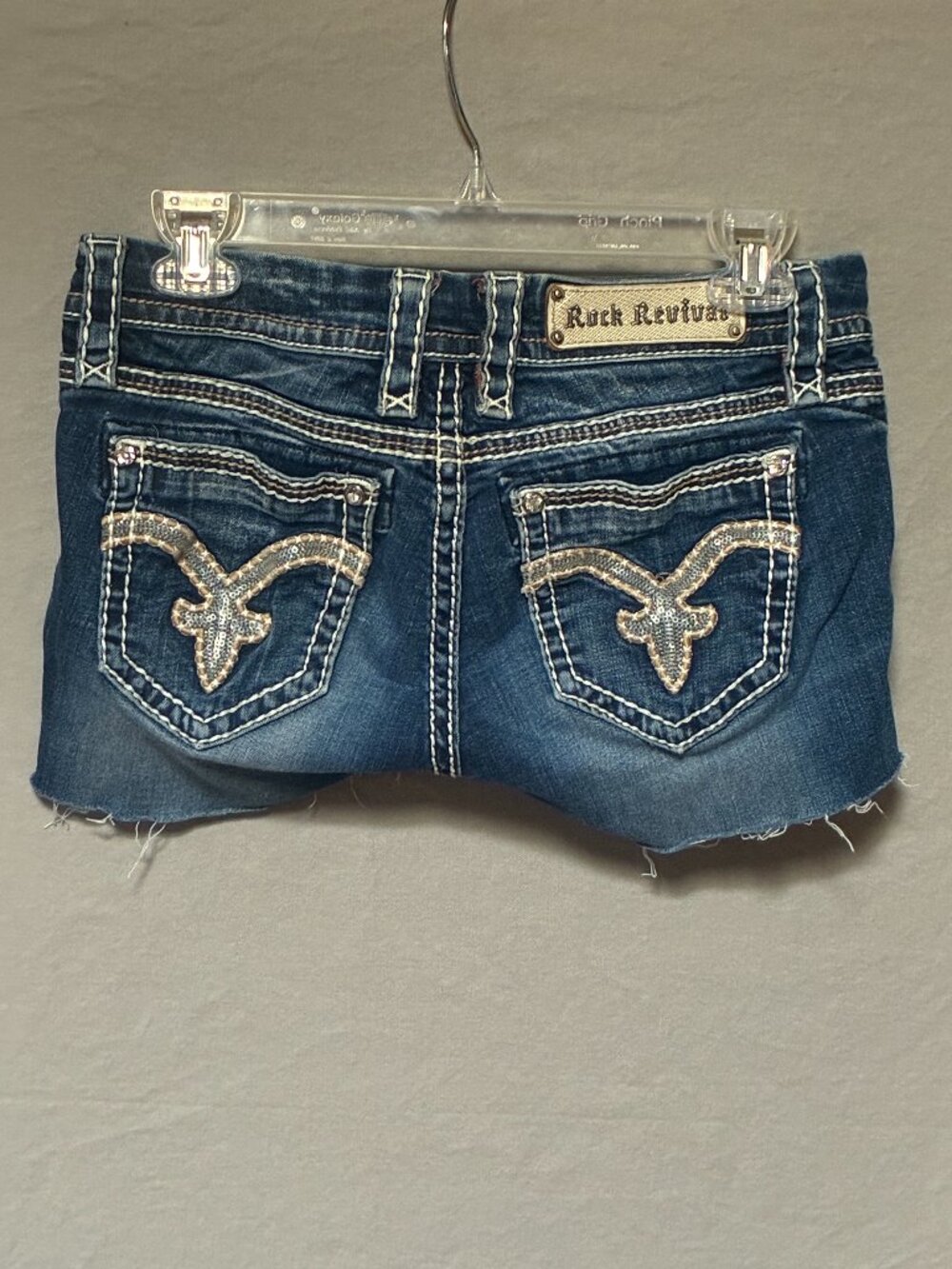 Rock Revival Elysian 28 Blue Cut Off Denim Jean Shorts Womens Y2K Bling Western